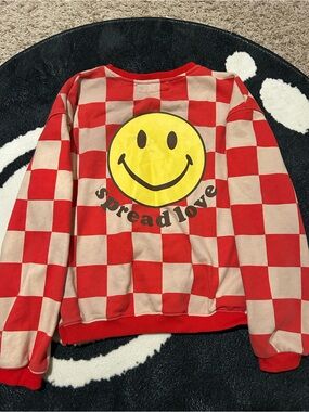 Red & Cream Checker Crewneck Sweatshirt